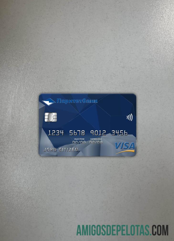 Bielorrússia Paritet Bank Visa Card Photolook Front exemplo
